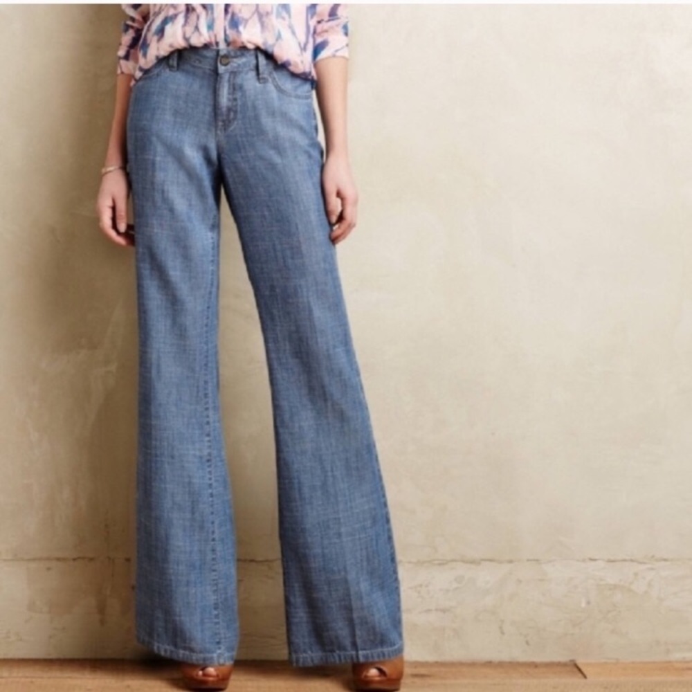 Anthropologie Level 99 Newport Chambray Pant